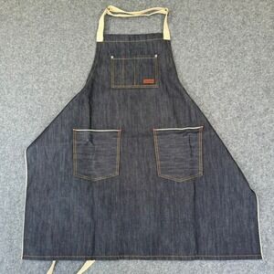 Gustin Mens Raw Selvedge Denim Apron Indigo Blue Workwear Bib USA NWOT Chef